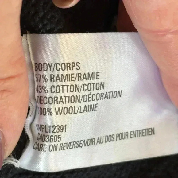 Northern Isles | Navy Blue V-neck Cotton Blend Sweater with Snowman Graphic - Picture 6 of 8